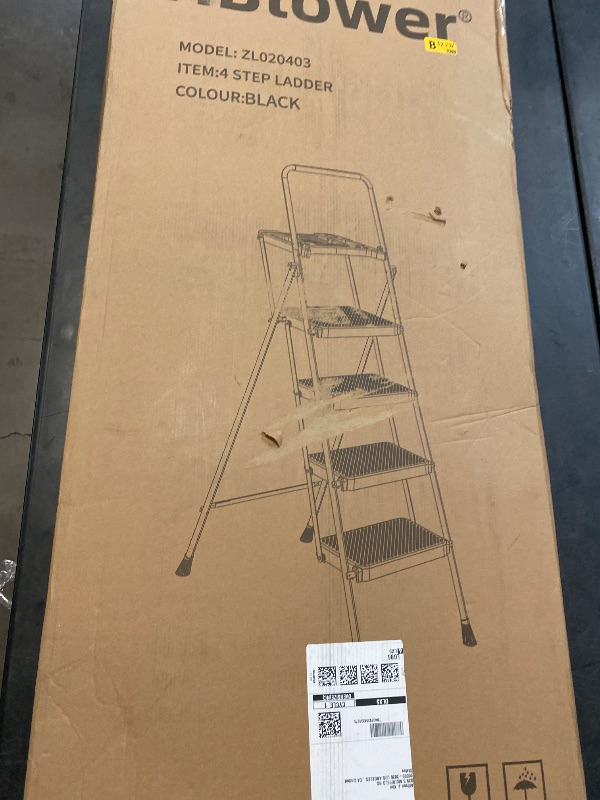 Photo 1 of HBTower Step Ladder, Folding Step Stool with Wide Anti-Slip Pedal, Sturdy Steel Ladder, Convenient Handrail, Lightweight, Portable Steel Step Stool