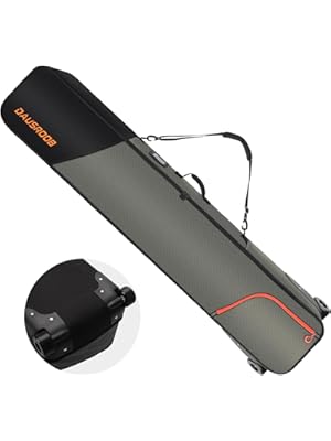 Photo 1 of Snowboard Bag with Wheels, Fully Padded Ski Bag for Air Travel 1680D Waterproof Fabric, Rolling Ski Travel Bag for Flying, Durable, Large Capacity for Skis, Boots and Helmets