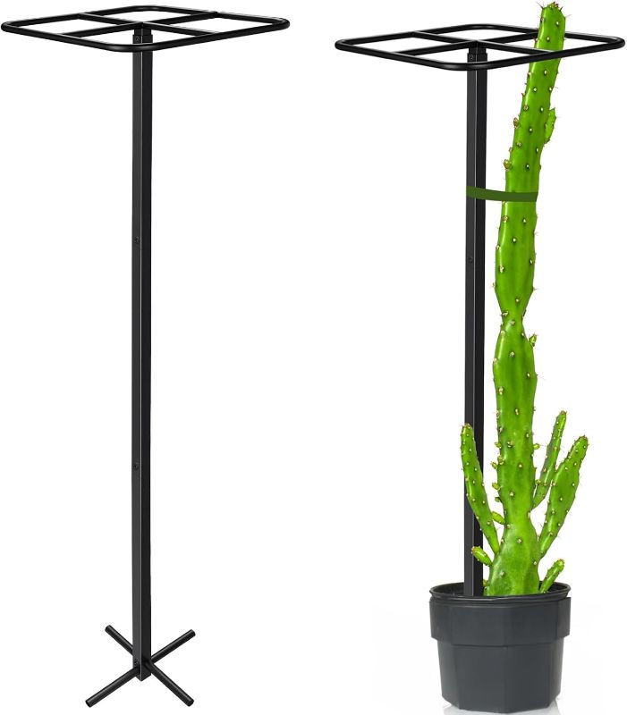 Photo 1 of 1 Pcs Adjustable Metal Dragon Fruit Plant Trellis 12" x 12" x 50" Durable Vertical Support Tower Plant Cage for Gardening Climbing Plants Trees Cactus Outdoor Garden, Installation Required