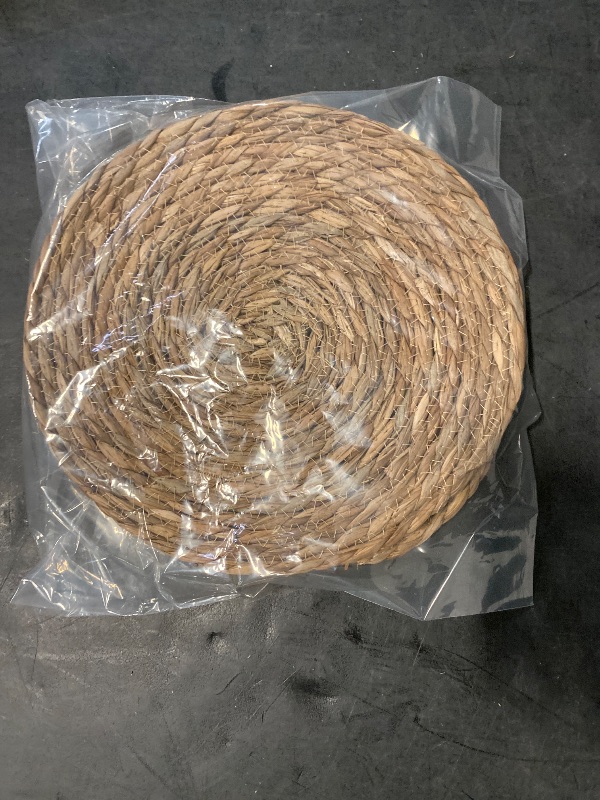 Photo 1 of Round Woven Placemats Set of 6, 12 Inch Handmade Natural Wicker Placemats for Holiday Wedding Home, Slip Heat Resistant Rattan Chargers for Dinner Plates