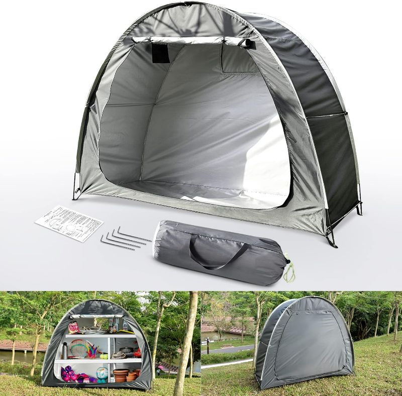 Photo 1 of Bike Storage Tent, Anti-Dust Waterproof Bicycle Tent, Portable Bike Storage Tent for 3-4 Bikes, Foldable Bike Shelter for Garden, Camping, Outdoor - Grayish Green