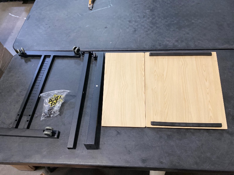 Photo 1 of Adjustable Over Bed Table with Wheels Laptop Stands Couch Tray Table Hospital Desk Side Tray Tables Office Carts & Stands-Log, ab440-log