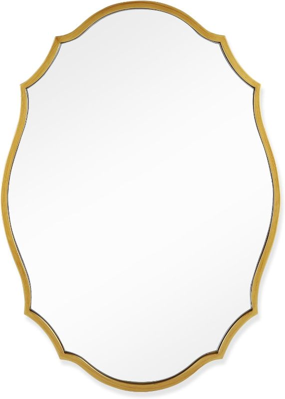 Photo 1 of Large Scalloped Mirror Champagne Bronze Mirror, 19.5x27.5 Gold Vintage Mirror Decorative Wall Mirror, Bathroom Mirror Antique Vanity Mirror, Gold Framed Wall Mounted Mirror for Modern Wall Decor