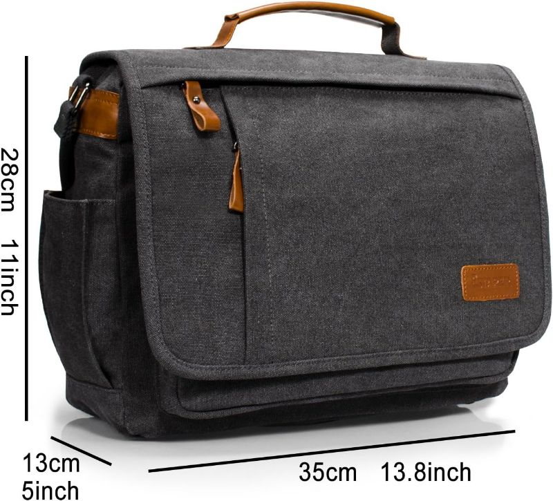 Photo 1 of ESTARER Computer Messenger bag Water-resistant Canvas Shoulder Bag 15.6 Inch Laptop for Travel Work, brown 
