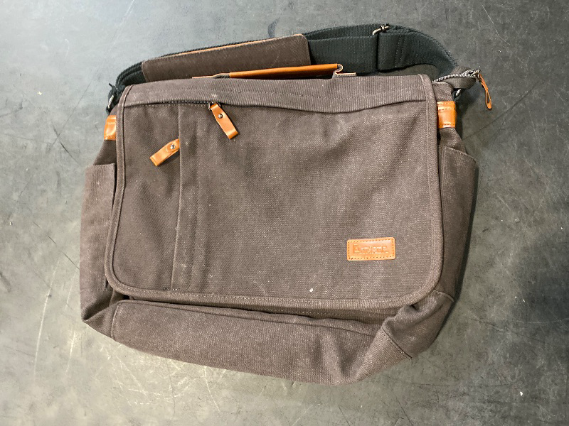 Photo 1 of ESTARER Computer Messenger bag Water-resistant Canvas Shoulder Bag 15.6 Inch Laptop for Travel Work, brown 