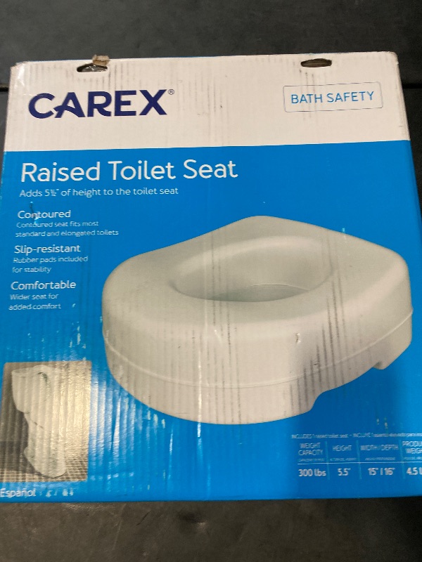 Photo 1 of Carex Toilet Seat Riser - Adds 5.5 Inch of Toilet Height - Raised Toilet Seat with 300 Pound Weight Capacity, Slip-Resistant, Toilet Riser, Elevated Toilet Seat