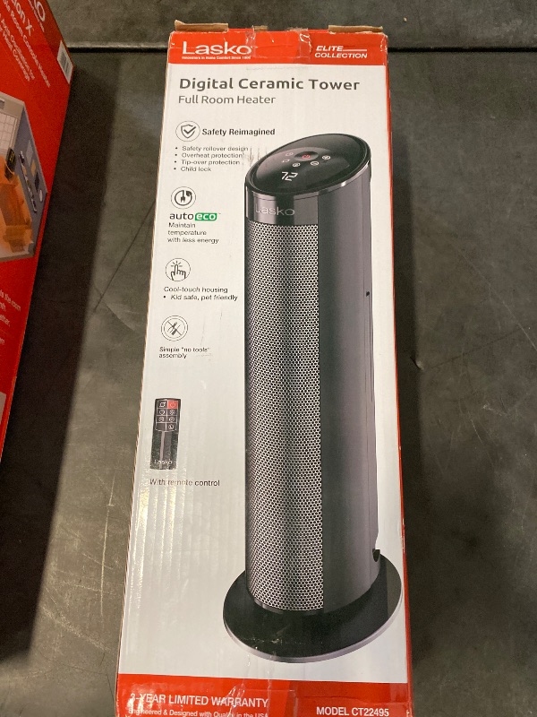 Photo 1 of Lasko 22" Ceramic Tower Heater with Remote Control