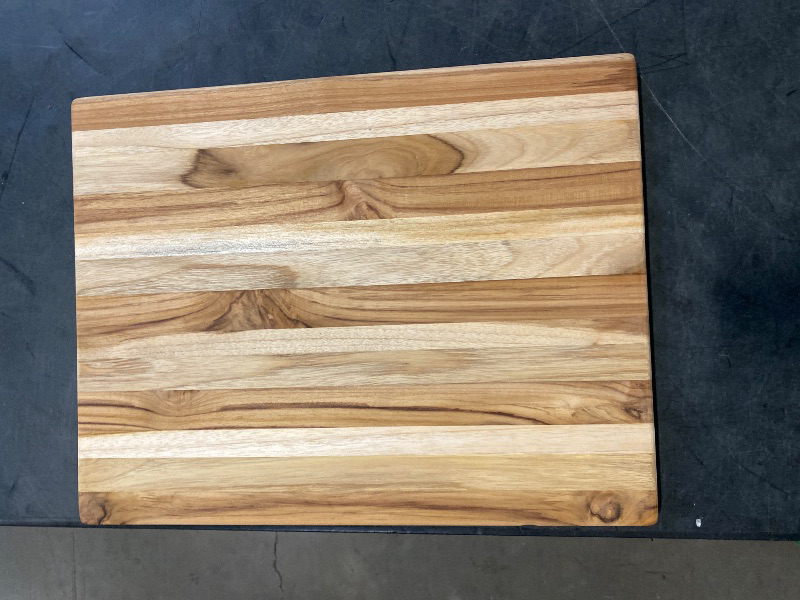 Photo 1 of BEEFURNI Teak Wood Cutting Board with Hand Grip (S, 18x14x1"), Small Wooden Cutting Boards for Kitchen, Small Chopping Board Wood, Christmas Gifts, 1-Year Manufacturer Warranty