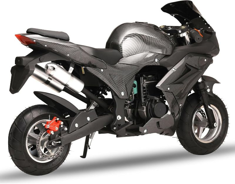 Photo 1 of 4-Stroke 49cc Mini Motorcycle for Adults,Pocket Gas Bike with 1.8L Gas Tank,Motorbike with Front Rear Disc Brakes,Motorcycle Pit Bike,Racing Max Speed 25MPH,Fast Delivery from USA