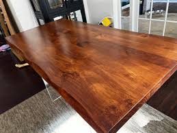 Photo 1 of 2" Thick Live Edge Wood Table Top - Walnut Color, Solid Wood