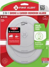Photo 1 of First Alert Battery-Powered Electrochemical/Photoelectric Smoke and Carbon Monoxide Detector 2 pk