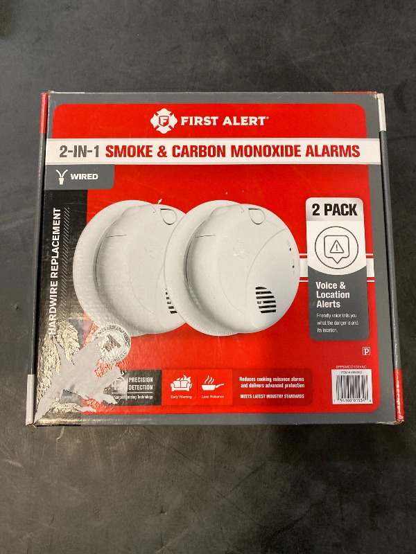 Photo 1 of First Alert Battery-Powered Electrochemical/Photoelectric Smoke and Carbon Monoxide Detector 2 pk