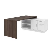 Photo 1 of Bestar Equinox 72"W L-Shaped Corner Desk, Bark Gray/White