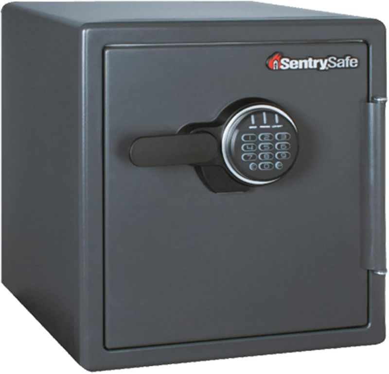 Photo 1 of SentrySafe Waterproof and Fireproof Alloy Steel Digital Safe Box for Home with Code Button Keypad, 1.23 Cubic Feet, 17.8 x 16.3 x 19.3 Inches (exterior), SFW123GDC