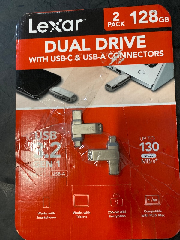 Photo 1 of Lexar Dual Drive USB-C & USB-A 128GB (2 Pack)
