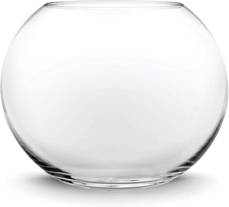 Photo 1 of CYS EXCEL Large Glass Bubble Bowl (H-9.5" W-11", Approx. 3 Gal.) | Multiple Size Choices Fish Bowl Vase | Glass Round Bowl Terrarium | Globe Flower Vase Centerpiece