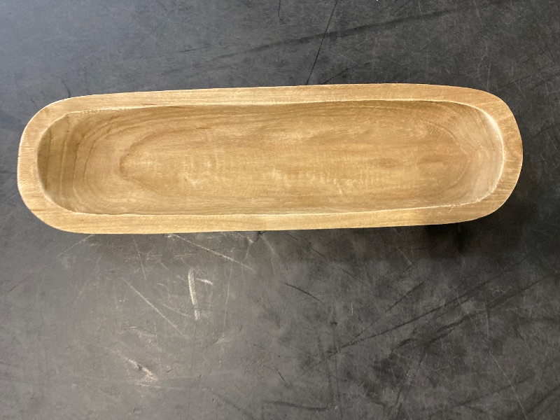 Photo 1 of Wooden Dough Bowls Decorative Rustic Bread Long Bowls Decor Wood Tray, Hand Carved For Table Centerpiece Decor, Home Decor (20 * 6 * 2 inch Brown)