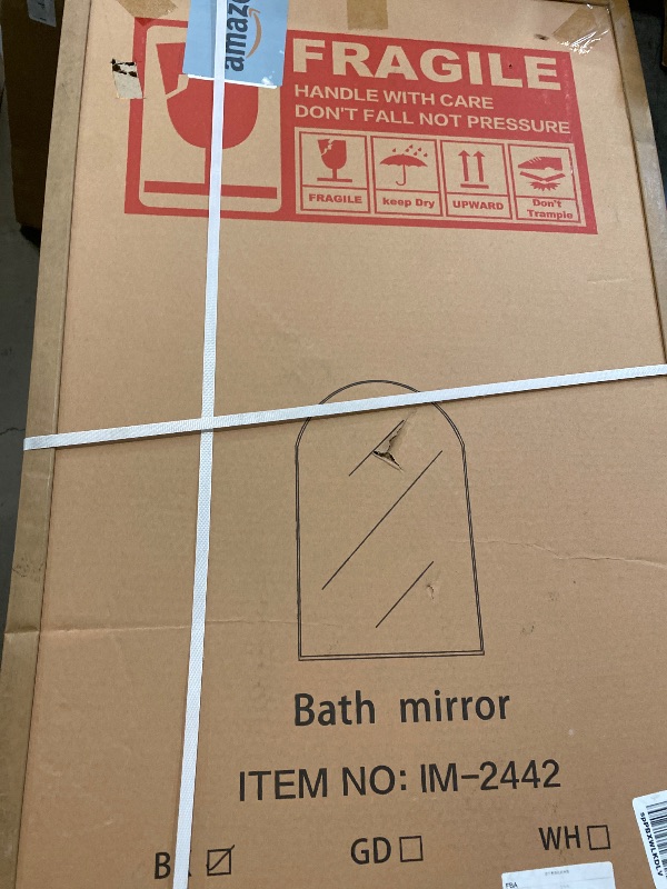 Photo 1 of OGCAU 42x24 Inch Black Mirror Wall Mirror for Bathroom, Black Metal Frame, Arched Wall Mounted Mirror, Bathroom Vanity Mirror for Living Room Entryway (Black)