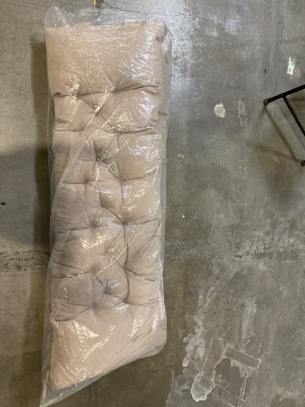 Photo 1 of Tufted Bench Cushion for Outdoor Furniture, 3-Seater Replacement for Swing Chair, Patio Sofa/Couch, Overstuffed, Includes Backrest, Khaki