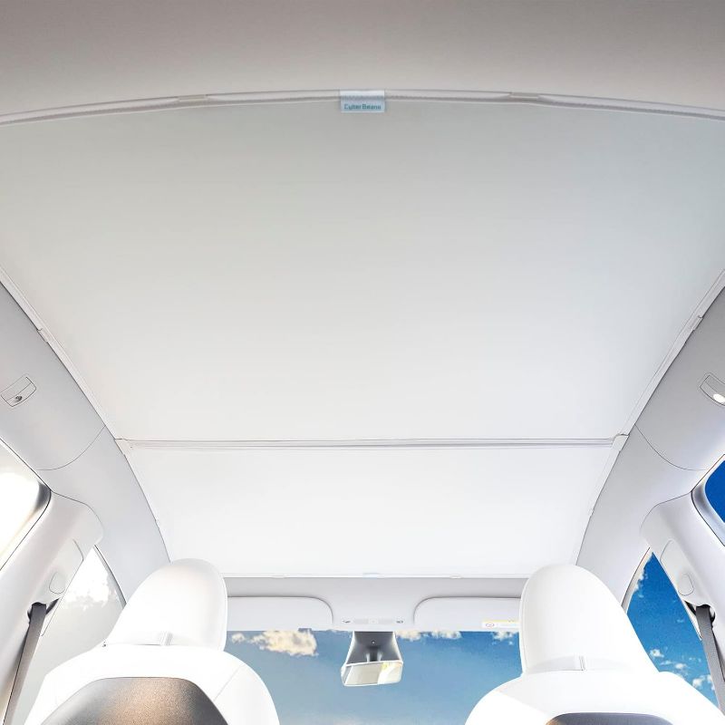 Photo 1 of Shade for Tesla Model Y Glass Roof Sunshade Accessories 2025 2024 No Sag Foldable Retractable Sunroof Heat Insulation Cover Top Window UV Sun Blocking Heat