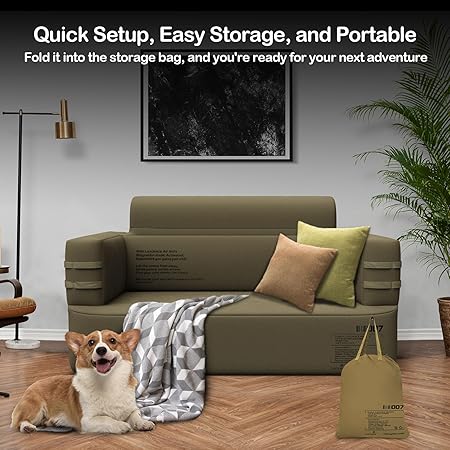 Photo 1 of Inflatable Couch Multifunctional Durable Inflatable Sofa with Built in Pump Rechargeable Portable Blow Up Couch for Camping Outdoor Travel Home Backyard Patio Loveseat