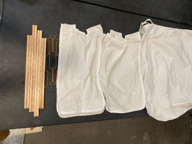 Photo 1 of PARTS ONLY ** 2 small removeable bags and 1 large removeable bag .. mDesign Freestanding Bamboo Laundry Organizer Hamper with Removable Storage Sorter Bags, Space-Saving Basket Duo with Handles for Clothes/Linens - Echo Collection - Natural/Tan