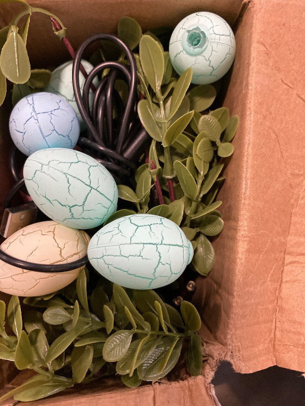 Photo 1 of EAMBRITE Easter Decorations Easter Tree with Eggs, 2Ft Tabletop Tree with 24 LED Lights, Lighted Artificial Tree Battery/USB Operated Light up Easter Egg Tree for Spring Home Decor (2 Pack)