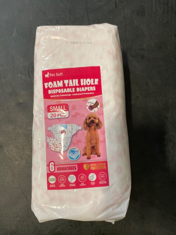 Photo 1 of Pet Soft Disposable Dog Diapers - Female Dog Diapers with Adjustable Foam Tail Hole, Ultra Protection Puppy & Cat Diapers Wetness Indicator for Dogs in Heat or Incontinence, 20pcs (S,Red)