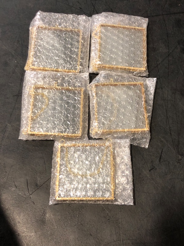 Photo 1 of 6pcs Glass Frames for Pressed Flowers Gold Mini Glass Hanging Frame 2.7x2.7x0.3 Inch Square Mini Metal Picture Frame Ornaments Clear Double Sided Glass Floating Frame Hanging Artwork Display Frame