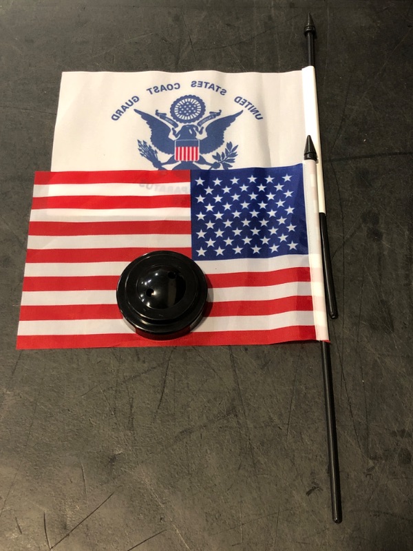 Photo 1 of America & Coast Guard Twin Desk Flag, USA Coast Guard and American Table Flag, 8 x 5 Inches US & Coast Guard Military Office Desk Table Flags -Coast Guard Decorations, USA & Coast Guard Stick Flag