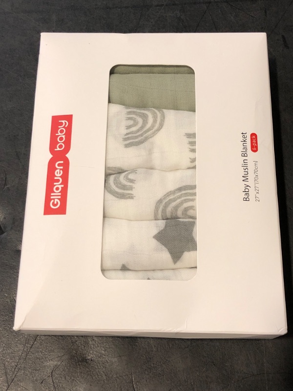 Photo 1 of GLLQUEN BABY Receiving Blanket Boy Cotton Muslin Swaddle Blankets Girl Newborn Squares Breathable & Soft Thin Baby Blankets Cloths Double Absorbent Infant Swaddling Wrap - 6 Pack (Star)