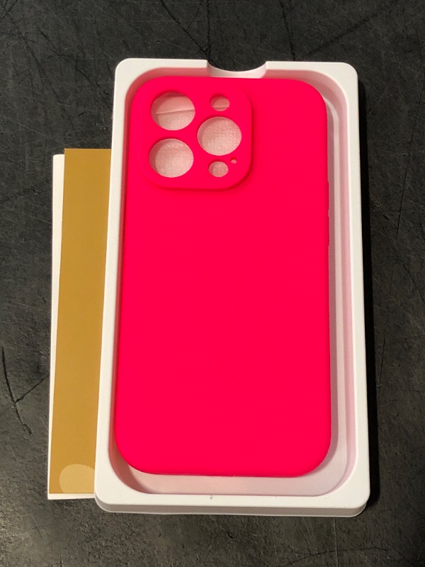 Photo 1 of Miracase Designed for iPhone 14 Pro Case with Screen Protector, [Upgraded Camera Protection], Shockproof Liquid Silicone Rubber Phone Case Cover for 14 Pro 6.1 inch (Hot Pink)