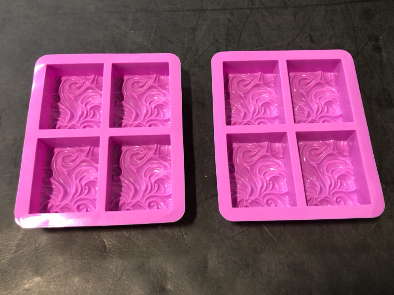 Photo 1 of Palksky 2 Pack 4-Cavity Ocean Wave Soap Mold/Silicone Sea Wave Cake Pan for Jelly Pudding Mousse Mould/DIY Handmade Nautical Cloud Swirls Pattern Soap Mold for Goat Milk Soap (3.5 Oz Cavities)