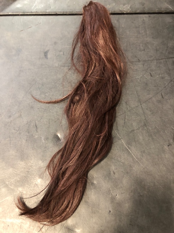 Photo 1 of Claw Clip Ponytail Extension Synthetic Hair Long Straight Clip in Ponytail Hair Extensions Medium Brown Red