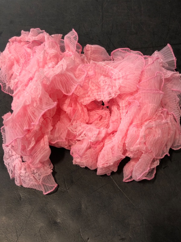 Photo 1 of PH PandaHall 10 Yards Pink Ruffle Lace Ribbon Trim Pleated Lace Fabric Trim, Double Layer Gathered Ruffle Trim Embroidered Sewing for Crafts Costume Pillowcase Embellishments, 2.4inch Wide