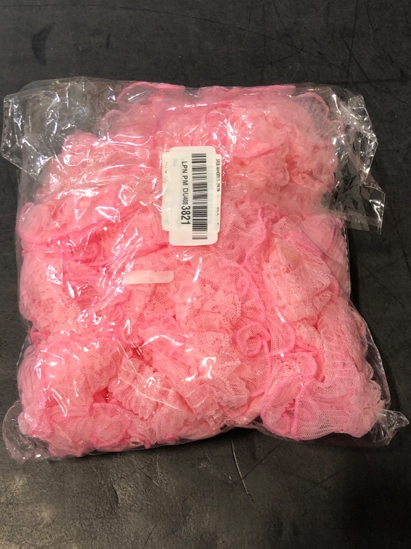 Photo 1 of PH PandaHall 10 Yards Pink Ruffle Lace Ribbon Trim Pleated Lace Fabric Trim, Double Layer Gathered Ruffle Trim Embroidered Sewing for Crafts Costume Pillowcase Embellishments, 2.4inch Wide