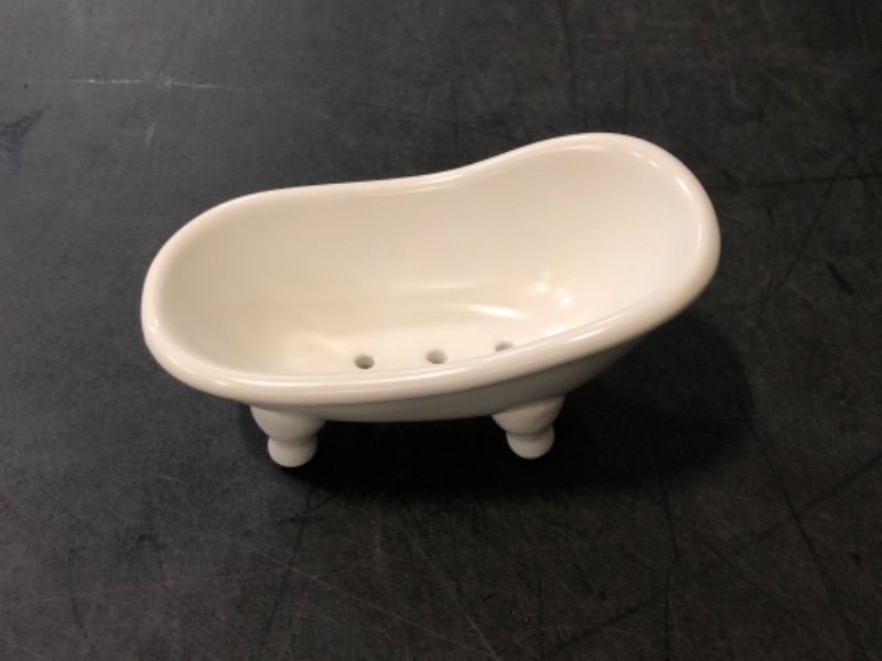 Photo 1 of 1piece 5.6" White Ceramic Mini Bathtub Soap Dish Small Planter Makeup Organizer Container Hamster Bathtub (White)