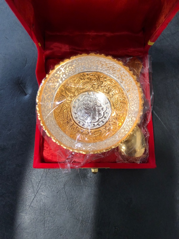 Photo 1 of NOBILITY Silver Plated Light Weight Bowl Spoon Set with Red Box Diwali Christmas Eid Wedding Return Home Decoration Friends Family Corporate Gift Items Dessert Dry Fruits Serving Gifts