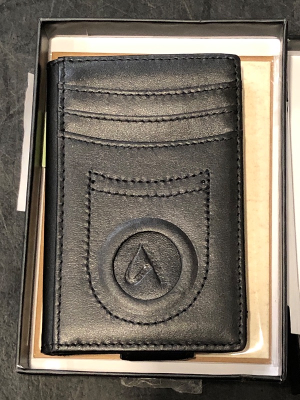 Photo 1 of ALLIVE Airtag wallet for men- Genuine Leather Mens Wallet with Money Clip RFID Blocking Slim Billfold with Built-in AirTag Holder,9 Card Slots, Minimalist men wallet with Gift Box Classic Black
