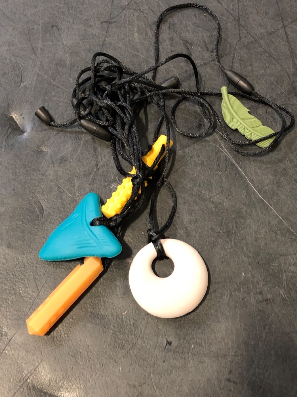 Photo 1 of Chew Necklaces for Sensory Kids, Sensory Chewy Toys for Boys with Autism, ADHD, SPD, Chewing, Silicone Chewing Necklace Reduce Adult Anxiety Fidgeting