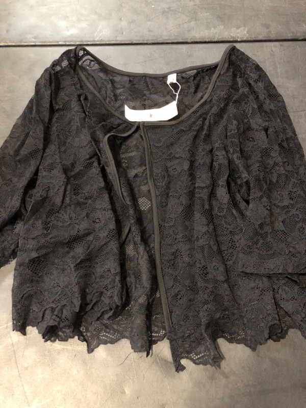 Photo 1 of (4XL) Agnes Orinda Plus Size Women's Elegant Short Sleeve Sheer Floral Lace Bolero Shrug Top 4X Dark Black