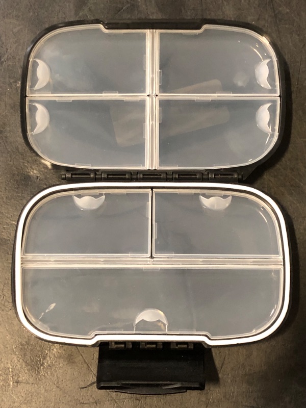 Photo 1 of Sukuos Travel Pill Organizer Weekly with Double Lock, Portable Pill Box with Large 7 Compartment, Airtight Daily Medicine Case Container with Labels for Vitamins/Fish Oils/Supplements