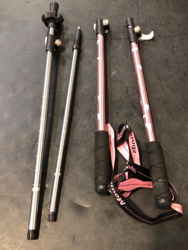 Photo 1 of Yourjoy Hiking Trekking Poles, 2 Pack Anti Shock, Adjustable, Collapsible Hiking Poles for Trekking or Walking, Lightweight Aluminum Sticks for Children (Love Pink)