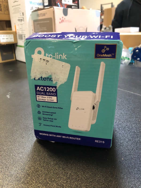 Photo 2 of TP-Link AC1200 WiFi Extender, 2024 Wirecutter Best WiFi Extender, 1.2Gbps home signal booster, Dual Band 5GHz/2.4GHz, Covers Up to 1500 Sq.ft and 30 Devices ,support Onemesh, One Ethernet Port (RE315)