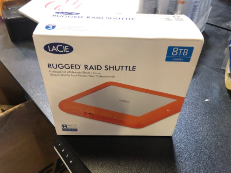 Photo 2 of LaCie Rugged Raid Shuttle 8TB External Hard Drive Portable HDD - USB-C USB 3.0 Compatible, Drop Shock Dust Water Resistant, for Mac and PC Computer Desktop Laptop, 1 Mo Adobe CC (STHT8000800)