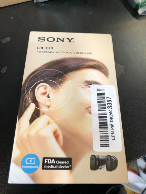 Photo 2 of Sony CRE-C20 Self-Fitting OTC Hearing Aids for Mild to Moderate Hearing Loss, Prescription-Grade Sound Quality, Compact Virtually Invisible Design, Customizable App, and Rechargeable Battery