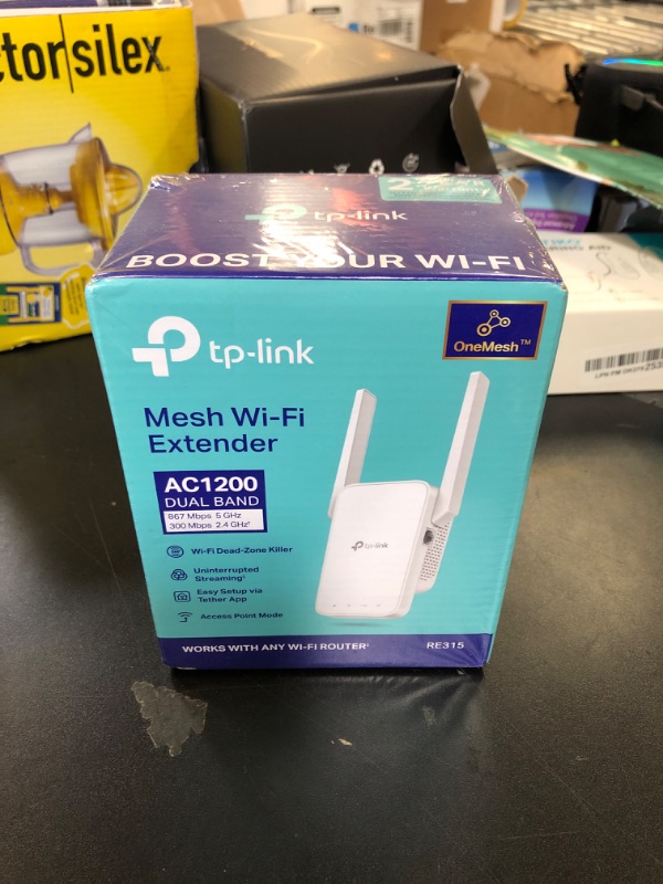 Photo 1 of TP-Link AC1200 WiFi Extender, 2024 Wirecutter Best WiFi Extender, 1.2Gbps home signal booster, Dual Band 5GHz/2.4GHz, Covers Up to 1500 Sq.ft and 30 Devices ,support Onemesh, One Ethernet Port (RE315)