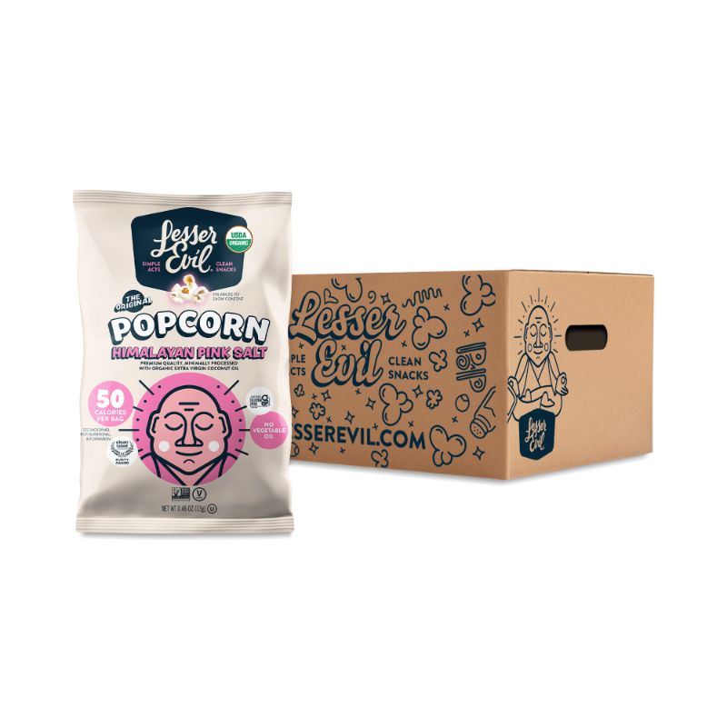 Photo 1 of LesserEvil Organic Popcorn, Himalayan Pink Salt, Snack Pack 24 Bags (0.46 Oz Each)