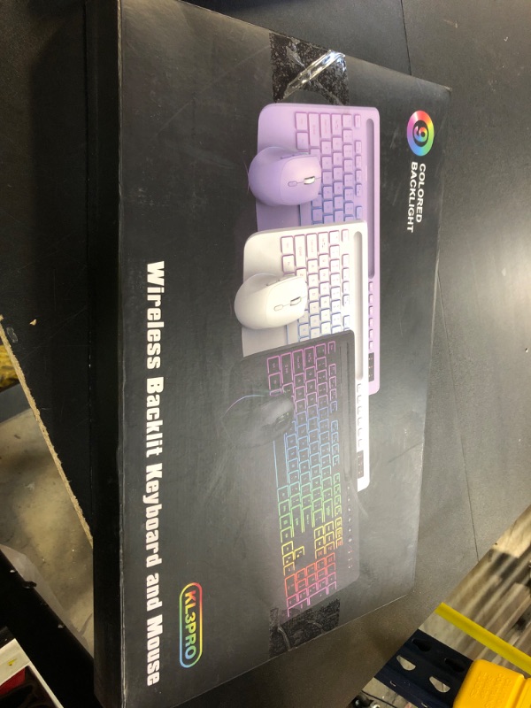 Photo 1 of SABLUTE Wireless Keyboard and Mouse Combo, 9 Backlit Effects, Wrist Rest, Phone Holder, 2.4G Lag-Free Ergonomic Keyboards, Rechargeable Silent Cordless Set for Computer, Laptop, Mac, Windows?Purple?