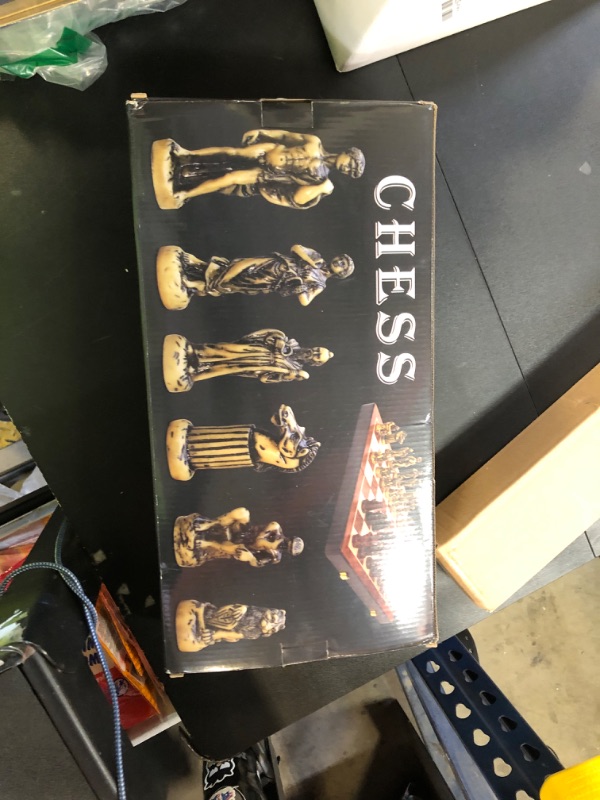 Photo 1 of 15" Figures Egyptian Style Chess Sets for Adults and Cardboard Chess Board Family Large Folding Chess Board Game 3D Resin Chess Pieces and Storage Slots, 2 Players